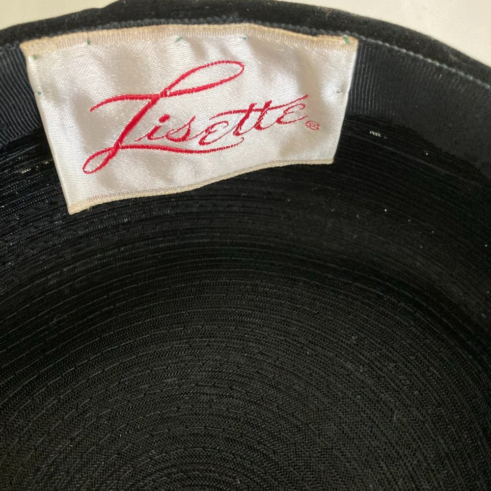Vintage Lisette pillbox black hat - Picture 3 of 7